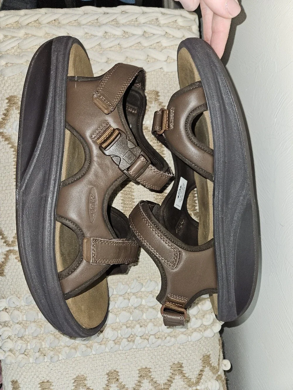 MBT Sandals Men 12 - 12.5 Kisumu 3S Brown Adjustable Sport Shoe Outdoor Leather